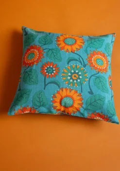 Gudrun Sjödén Kissenhülle Sunflower Aus Bio-Baumwolle/Leinen* Sonnenblumen für UNHCR|Schlafzimmer Deko